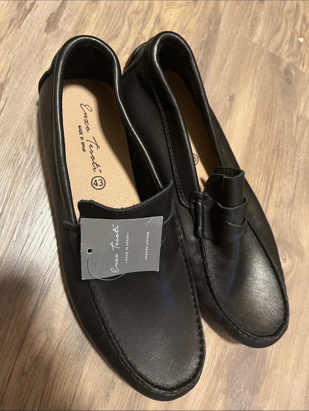 NWT Enzo Tesoti Men’s Black Leather Slip-On Loafers